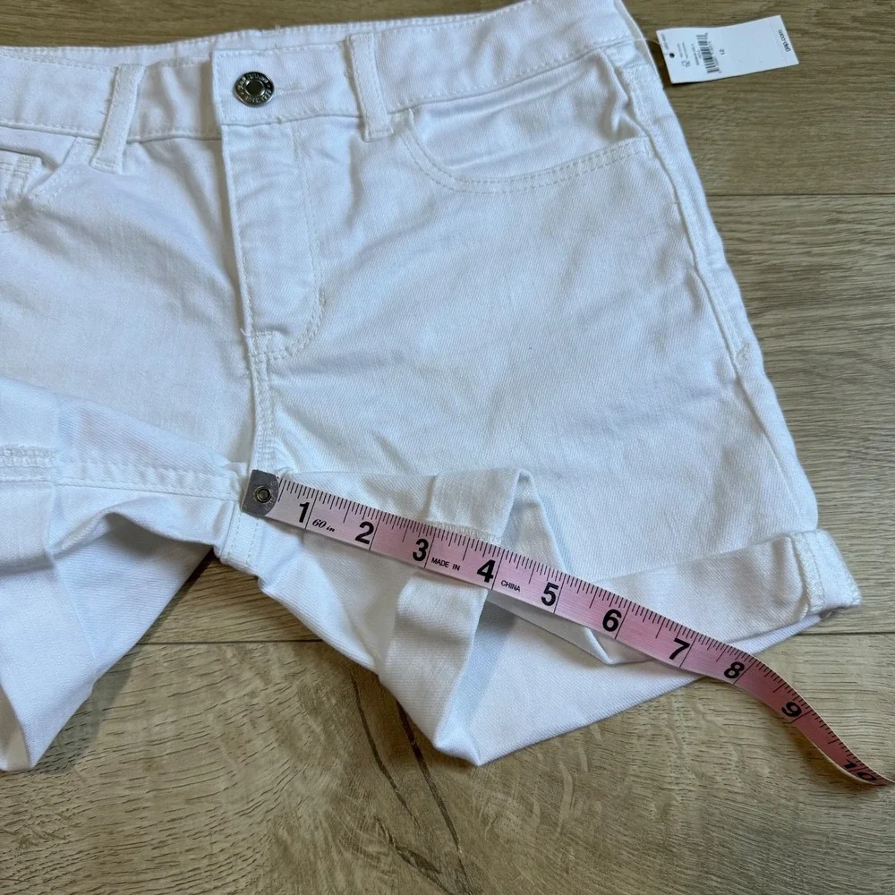 NWT Kids Girls Gap denim white jean shorts midi adjustable waist stretch size 12